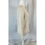 American Eagle  Women's Sweater Crewneck Pullover Cream Cable Knit Size M Photo 4