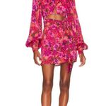 For Love & Lemons Lauren Long Sleeve Mini Dress in Red XS NWT Photo 3