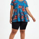 Torrid Babydoll Slub Scoop Neck Tiered Top Blue Size 00 / Medium Photo 0