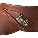 Vintage Brown Leather Wide Waist Belt Bow Detail Size large Photo 1