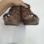 Bella Vita  Shoes Womens Size 9.5W Brown Wedge Heels Braided Strappy‎ Sandals Zip Photo 2