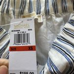 Michael Kors NWT Stripped Linen Off-the-shoulder Dress Size XS White Blue Photo 8