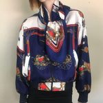 Vintage 80s 90s Scarf Bomber Jacket Blue Photo 1