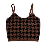 Altar'd State Brown Black Houndstooth Cropped Knit Tank Top Large L Alabama Photo 0