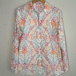 J. McLaughlin  Paisley Pastel Button Down Shirt Pink Blue Coastal Preppy Vacation Photo 0