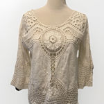 Hint of Mint  Size Medium Ivory Crochet Top Photo 0