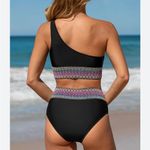 Paisley One Shoulder Woven Patchwork Black Bikini Set size S NWT swimsuit Photo 1