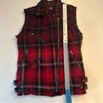 Royal Bones Women  Flannel Red/Black Plaid Moto Biker Daang Goodman Vest size XL Photo 4