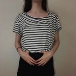 Xhilaration black and white striped tee shirt Photo 1