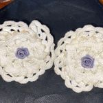 Homemade Vintage Crochet Floral Earrings White Photo 2