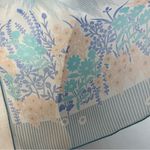 Vintage Scarf Blue Sheer Floral‎ Blue Peach Long Chiffon Delicate Garden White Photo 3