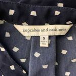 Cupcakes and Cashmere  Shift Dress S Blue Squares Pockets Short Sleeve V Neck Photo 5