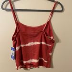 Hurley New NWT Womens  Red White Tie Dye Tank Top Mineral Red‎ Stripe Size Large Photo 1