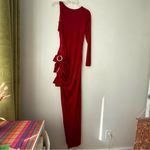 Lovers + Friends Edith Crimson Red Velvet Cut Out Long Sleeve Gown S Photo 9