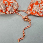 Endless Sun Orange Floral Triangle Tie Beach Bikini Bralette Swim Top S Small Photo 2