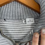 Liz Claiborne Grey Striped Quarter Zip Pullover Sweater Neutral Comfy Casual XL Photo 1