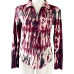 Chaser  Tie Dye Sweatshirt Quarter Zip Burgundy Cream Pink Top Size XS Photo 11