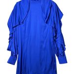 Farm Rio Mini Dress Bright Blue Open Back Ruffled Long Sleeve Women’s M Photo 0