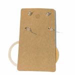 None Dangle Statement Earrings Set Vegan Leather Silver Crystal Studs S’mores White Photo 4