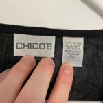 Chico's  1 Solid Black Sequin Beaded 3/4 Sleeve 100% Cotton Drop Waist Tunic Top Photo 4