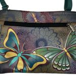 Anuschka Medium Butterfly Floral Painted Crossbody Leather Purse Shoulder Bag Photo 3