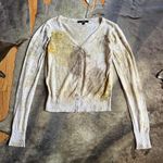 Papaya  Abstract Earth Tone Paint Print Cardigan Photo 0