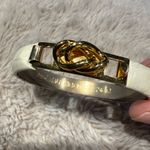 24K Gold Plated Bangle Bracelet White‎ Ivory Leather Italy Vintage Photo 1