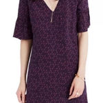 Madewell  Women's Silk‎ Bell-Sleeve Painted Clover Purple Dress Size 2 Photo 0