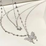 Delicate Silver Butterfly Pendant Necklace Photo 1