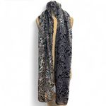 Women's Floral Velvet Scarf Multicolor Rectangle Black Photo 2