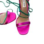 Steve Madden NEW  Satin Ankle Wrap Satin Pink Green Open Toe Sandal SZ-9M Photo 5