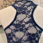 Zenana Outfitters  DARK BLUE SHEER LACE RACERBACK TANK TOP Large Photo 6