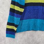 Erika Multicolor Block Stripe Electric Cozy Rockstar Preppy Pullover Sweater XL Blue Photo 3
