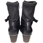 Aquatalia Women’s Size 8.5 Black Leather Buckle Strappy Ankle Wedged Boots Photo 6