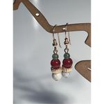 New 14k GF Carnelian Jade Dangle Drop Earrings Gold Photo 4