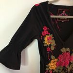 Johnny Was Dress Floral Roses Embroidered on Black Background Dress Sz XS GUC Photo 9
