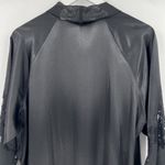 Oscar de la Renta  Pink‎ Label Lingerie Black Satin Robe Lace Sleeves Size Large Photo 6
