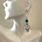 Green/blue/purple stone drop earrings Blue Photo 4
