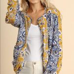 Umgee  Floral Paisley Boho Zipper Bomber Jacket Photo 6