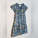 Cleobella Lydia Blue Gold Organic Cotton Flutter Sleeve Mini Babydoll Dress Photo 5