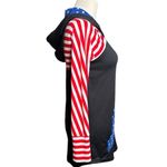 LuLaRoe  Amber Hoodie Size XS Flag Red White Blue Patriotic Americana Black Photo 6