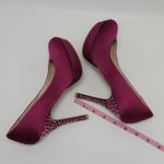 Olsenboye Fusia Pink Rhinestones Heel Satin Pumps Shoes By  Size 7 Photo 4