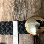 Marjorie Baer vintage braided Belt with metal buckle and beaded fringe detail Black Photo 2