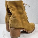 Frye  Karen Women Combat Boots 9.5 Tan Suede Leather Chunky Block Heel Photo 14