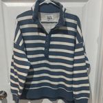 American Eagle  Outfitters Navy and Cream Striped Sweater Photo 0