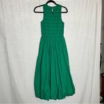 Madewell NWT Verdant Green The Melody Bubble-Hem Smocked Midi Dress Poplin XXS Photo 3