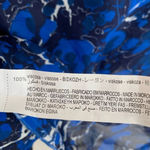 ZARA  Printed Blouse with Bow Semi-sheer Blue Sz Medium Photo 3