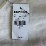 EXPRESS  Ivory Cream Satin Long Sleeve Cropped Shoulder Pad Blouse Top Size Small Photo 6