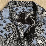 Paisley Button Up Shirt Size Small Cotton Blouse Top Career Office Church Blue Photo 3