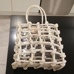 Cult Gaia ππ Enzo North-South Caged Tote Bag Faux Leather ~ Off-White NWT Photo 13